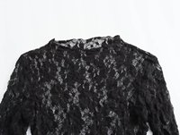 Nouvelle arrivée, tenue en dentelle, manches longues, couleur noire, motif floral, combinaison en dentelle pour femme, ensemble deux pièces pour femme