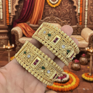 Openable Gold Plated Pota Stone Fine <b>Bangles</b> <b>Set</b> 10581327PGR_2.6 - Product Image 3