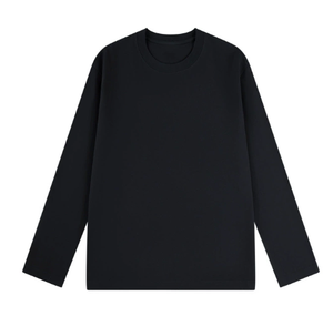 Camiseta holgada de algodón puro, cuello redondo, color sólido, manga larga para hombre, holgada, de algodón puro - Product Image 4