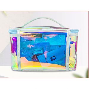 Accessoires de plein air en gros 2024, trousse de maquillage transparente imperméable, pochette holographique laser, trousse de toilette de voyage, étuis de voyage - Product Image 2