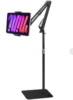 Support de tablette réglable en hauteur de 2 m, base en métal lourd, rotation à 360° °   Support rotatif pour tablette et téléphone pour chambre à coucher, canapé, diffusion en direct