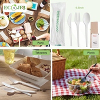 Couteaux jetables biodégradables en CPLA compostable 180 mm (7,09'') robustes, 12 pièces/paquet, emballage OEM marque privée, vente en gros
