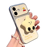 Coque de téléphone en silicone souple 3D jaune crème avec motif étoile mignon et support antichoc pour iPhone 17 Pro Max