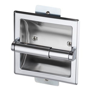 Porte-papier toilette mural moderne en nickel pour toilettes publiques et hôtels - Product Image 1