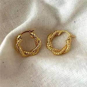 Серьги-кольца, ювелирные изделия, серьги-кольца с покрытием, серьги-кольца из 18-каратного золота, 925 стерлингового серебра для женщин