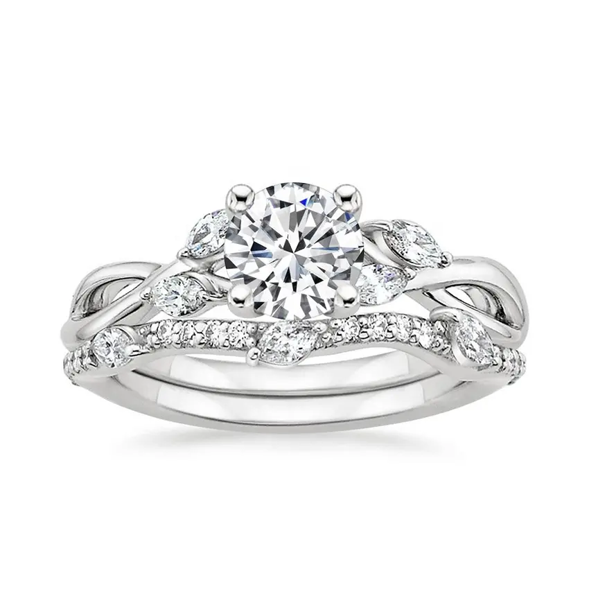 18 Karat Gold Weiden ring mit Luxe Willow Moissan ite Diamond Wedding Eternity Ring