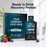 Complément Protéiné Prêt à Boire pour la Récupération, Saveur Baies, Sachet Liquide, Adulte, Contient des Acides Aminés, Réparation Musculaire, Fitness, Sport