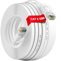 Cable Plano de Cobre con Conductor Sólido CAT6 UTP, Negro, Sin Blindaje, Ethernet de Alta Velocidad, LAN, 0.5m 30m 32AWG