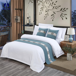 थोक लक्जरी 100% कपास होटल बेडरूम बिस्तर के बिस्तर को डुवेट कवर तकिया के साथ आंतरिक फिट शीट - Product Image 5