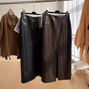 Nouvelle arrivée en gros automne hiver <span class=keywords><strong>jupe</strong></span> élégante 100% <span class=keywords><strong>cuir</strong></span> taille haute hanche <span class=keywords><strong>jupe</strong></span> pour les femmes - Product Image 2