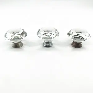 Diamond Round Bedroom Furniture Handles Glass Knobs Crystal Cabinet Knob
