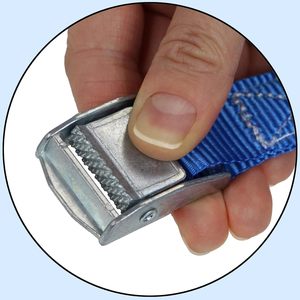 Correas de amarre de nailon con trinquete ajustable y hebilla de leva cromada de zinc de 1 pulgada y 800 kg, 1 metro, para motocicleta, carga, kayak, canoa, camión - Product Image 3