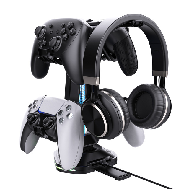 OEM Controller Stand and Headphone Stand Compatible with Xbox PS5 PS4 NS, Headset Holder & Desk Mounts for 4 Packs Controller