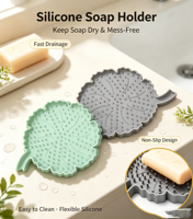 Support à savon en silicone personnalisé à séchage rapide, souple et antidérapant pour lavabo de salle de bain, cuisine, douche