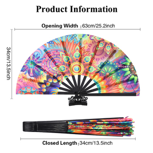 Expédition rapide, en stock, nouveaux motifs, impression personnalisée, éventails pliants de 13 pouces, grands, pliables, à claquement, pour la danse en ligne - Product Image 2