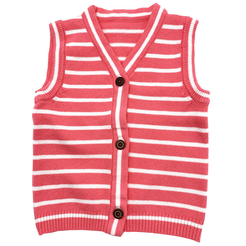 Полосатый вязаный кардиган, Трикотажный Хлопковый Детский свитер, жилет с V-образным вырезом для маленьких девочек 0-24 мес.