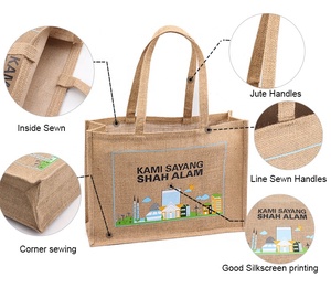 Wholesale Plain Shopper <strong>Bag</strong> <strong>Custom</strong> <strong>Printed</strong> Large Natural Eco Friendly Burlap <strong>Jute</strong> Shopping <strong>Tote</strong> <strong>Bag</strong> With <strong>Custom</strong> <strong>Printed</strong> Logo - Product Image 4
