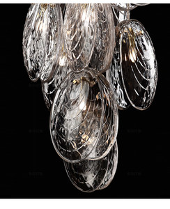 Lámpara de Araña de Cristal de Lujo, Estilo Nórdico Moderno para Sala de Estar, Villa, Diseño de Cristal Texturizado, Luz LED, Proyecto Mussels - Product Image 4