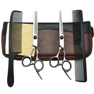 Ensemble de ciseaux de barbier professionnels ASAP, acier inoxydable écologique, manche en plastique, logo personnalisé, soins personnels pour hommes - Product Image 1