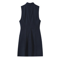 Nouvelle robe mini décontractée et élégante pour femme 2026, style rétro chic sans manches avec bandes croisées décoratives.