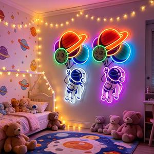 Enseigne néon LED personnalisée Astronaute avec impression UV 3D sur acrylique et bande de silicone flexible – Colorée pour chambre, bar, vitrine, restaurant - Product Image 2