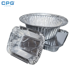 Barquette en aluminium argenté 680 ml rectangulaire empilable pour livraison rapide de repas en vrac - Product Image 1