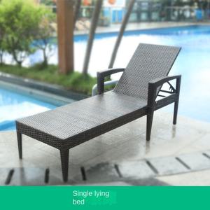 Chaise de loisirs en rotin pour piscine extérieure, <span class=keywords><strong>parapluie</strong></span> inclinable en métal imperméable, chaise de loisirs en rotin moderne - Product Image 5