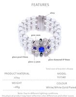 Bracelet de perles pour femme, bijoux fantaisie, bracelet multicouche avec fleurs et pierres précieuses, bijoux de luxe pour femme