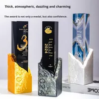 Trophée en verre cristal imprimé en 3D de couleur créative, fait sur mesure, récompense pour employé exceptionnel, souvenir de retraite, médaille personnalisée, boîte cadeau