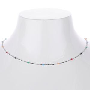 Collier pendentif cœur en argent sterling S925 rhodié, perles arc-en-ciel, best-seller SPJ, fournisseur de bijoux en gros - Product Image 2