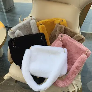 Sac à Main pour femmes, Sac à bandoulière en peluche souple, Sac de styliste Hobos, nouvelle collection hiver