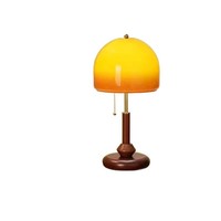 Lampe de table LED vintage rétro en bois et verre, style Bauhaus moderne du milieu du siècle, luminaire de chevet ou de bureau pour chambre à coucher