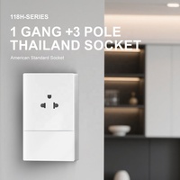 Prise murale pour prise américaine à 3 broches et 1 interrupteur d'éclairage combiné 15A 115V ~ 250V prise de courant affleurante avec grand interrupteur à bouton à bascule
