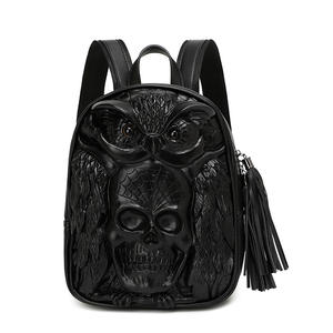 Sacs à dos 3D en relief de crâne de hibou pour femmes, sacs de voyage uniques et originaux pour femmes, sacs à main de motard, personnalité Rock Cool pour <span class=keywords><strong>ordinateur</strong></span> portable - Product Image 5