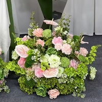 Guirlande de fleurs artificielles de 60 cm, rose et verte, arrangement d'hortensias et de roses, centre de table de mariage, décoration de chemin de table pour réception