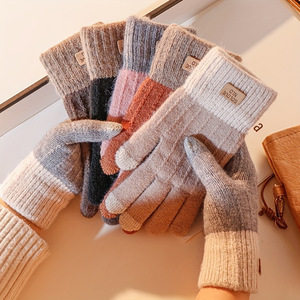 Warm Touch Screen <b>Gloves</b> Full-Finger Knitted Thickened For Cycling Outdoor Unisex Winter Keep Warm - Product Image 2