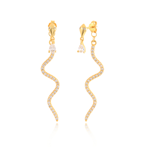 ROXI Deux façons de porter des boucles d'oreilles pendantes en argent sterling S925 avec un motif géométrique en forme de serpent - Product Image 1