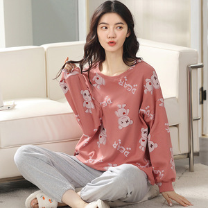Großhandel Weihnachts pyjamas Familien anzug Hirsch gedruckt nach Hause Frauen Kinder Winter Baumwolle Pyjamas - Product Image 2