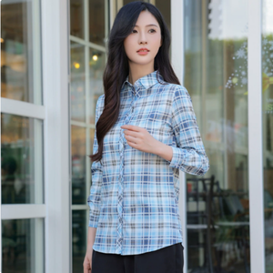 Áo sơ mi nữ cổ điển kẻ caro, dáng rộng, cổ trụ, phong cách Hàn Quốc, đa năng, hỗ trợ OEM, thích hợp đi làm hàng ngày, thời trang đường phố, dạo phố, hẹn hò. - Product Image 3