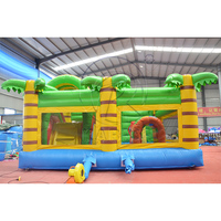 Château gonflable commercial combiné toboggan et obstacles, thème crocodile/alligator de la jungle, pour enfants, location pour fêtes en extérieur