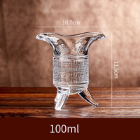 Tasse en verre rétro style Empereur Chinois - Tasse à café et verre à vin créatifs à 3 pieds pour Latte glacé, Americano, Spiritueux