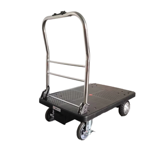 2025 नए भारी शुल्क इलेक्ट्रिक चार पहिया स्टील प्लास्टिक प्लेटफॉर्म ट्रक 300 किलोग्राम ओएम कार्गो ट्रॉली - Product Image 1