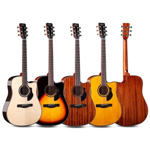 Guitare acoustique Dreadnought entièrement massive, épicéa et acajou, finition brillante, frettes rondes, directement de l'usine, excellent rapport qualité-prix - Product Image 1