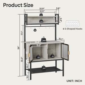 Étagère de rangement de cuisine personnalisée Étagère de rangement pour bar à café Étagère de cuisine pour boulangers Étagère à 5 niveaux pour micro-ondes avec lumières LED - Product Image 2