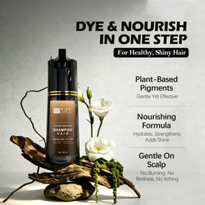 Shampoo Colorante per <span class=keywords><strong>Capelli</strong></span> Marrone <span class=keywords><strong>Chiaro</strong></span> Senza Ammoniaca per Copertura Totale dei <span class=keywords><strong>Capelli</strong></span> Grigi, <span class=keywords><strong>Colore</strong></span> Radiante a Lunga Durata, 10 Minuti, Ricco di Estratti Erboristici - Product Image 5