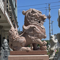 Taille personnalisée jardin chinois maison grande pierre rouge sculpture FENG SHUI Dragon Kirin Statue et Kylin Sculpture Qi Lin à vendre