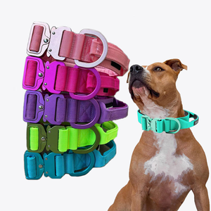 Kalung Anjing Logam Aluminium Custom dengan Gesper, Kalung Anjing Taktis Nylon Besar yang Dapat Disesuaikan, Tahan Lama untuk Pelatihan Anjing dengan Pegangan - Product Image 1