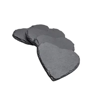 Подставка из натурального черного камня в форме сердца