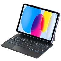 Clavier pour iPad 10ème génération, étui clavier intelligent Magic Keyboard sans fil pour tablette, coque avec rétroéclairage LED, pavé tactile, USB arabe