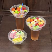 Plateau à collation en plastique PP pour boissons froides et chaudes, bol à açaï, gobelet à boisson avec couvercles, logo personnalisé transparent, gobelet en plastique pour café glacé et thé
